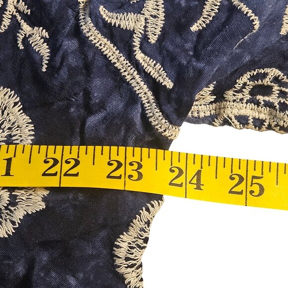 Blue & White Embroidered Tie-Front Kimono Cardigan  One Size  100% Viscose - Picture 11 of 13